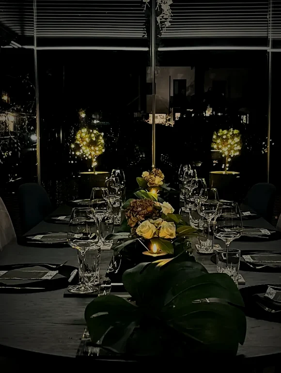 A glimpse into the showroom at night