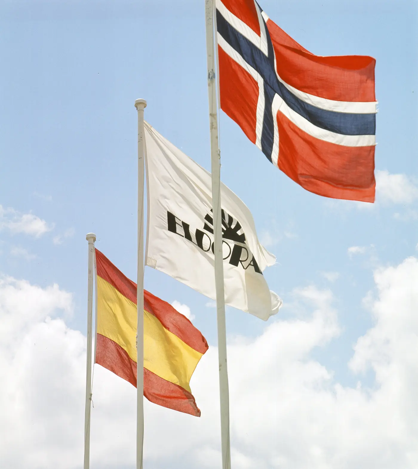 Norwegian flag, Spanish flag and the hotel’s own flag